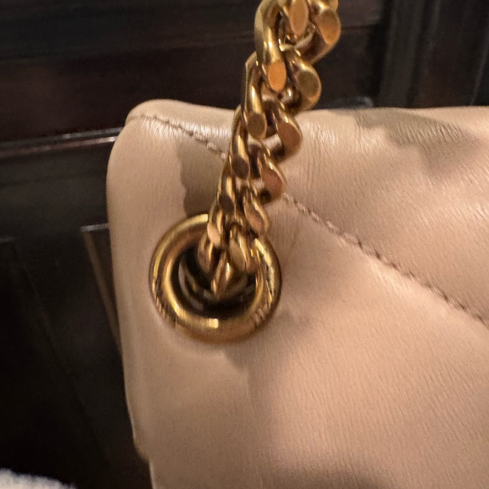 SALE!Authentic Yves Saint Laurent Quilted Shoulder Bag Gold LouLou puffer medium - Picture 4 of 12